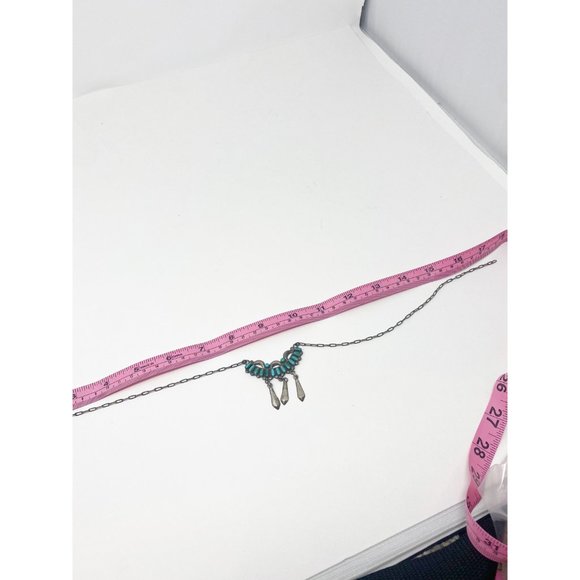 456 Vintage sterling silver Bill & Lou Laweka Zuni turquoise necklace